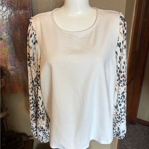 Nine West Stylish Cream Leopard Print Women's Top